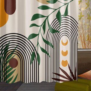 72x72 mid century modern shower curtain abstract decor bathroom